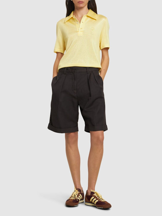 ASPESI: Cotton gabardine bermuda shorts - Brown - women_1 | Luisa Via Roma