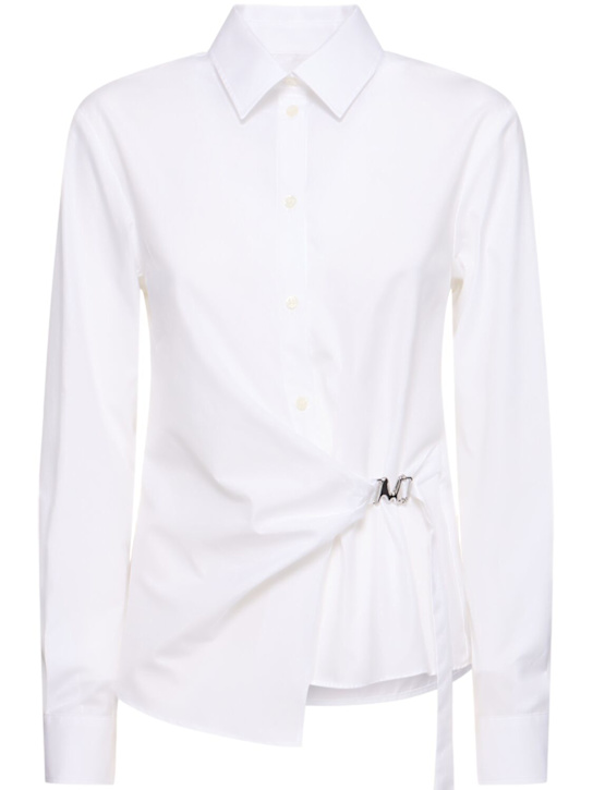 MSGM: Poplin shirt w/ side belt - White - women_0 | Luisa Via Roma