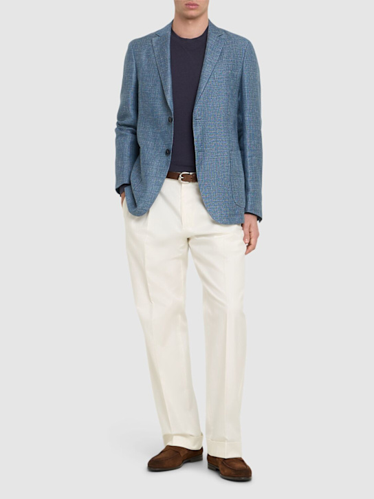 Zegna: Solid linen & wool shirt jacket - men_1 | Luisa Via Roma
