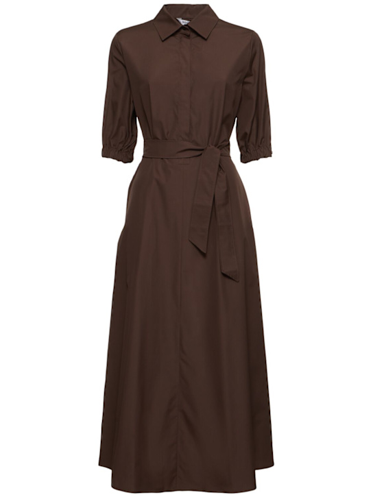Max Mara: Hoyo poplin midi shirt dress - women_0 | Luisa Via Roma