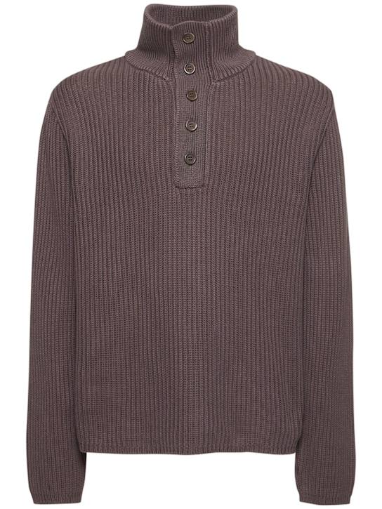 Our Legacy: Navigator cotton knit polo - Brown - men_0 | Luisa Via Roma