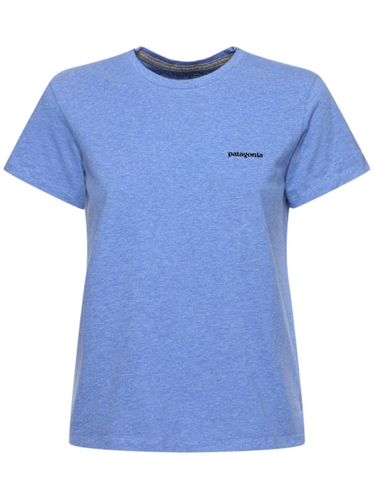 Patagonia: T-shirt P-6 in misto cotone con logo - Abundant Blue - women_0 | Luisa Via Roma