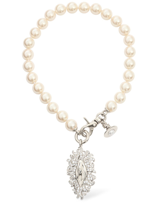 Vivienne Westwood: Calista faux pearl necklace - Ss25-platinum / - men_0 | Luisa Via Roma