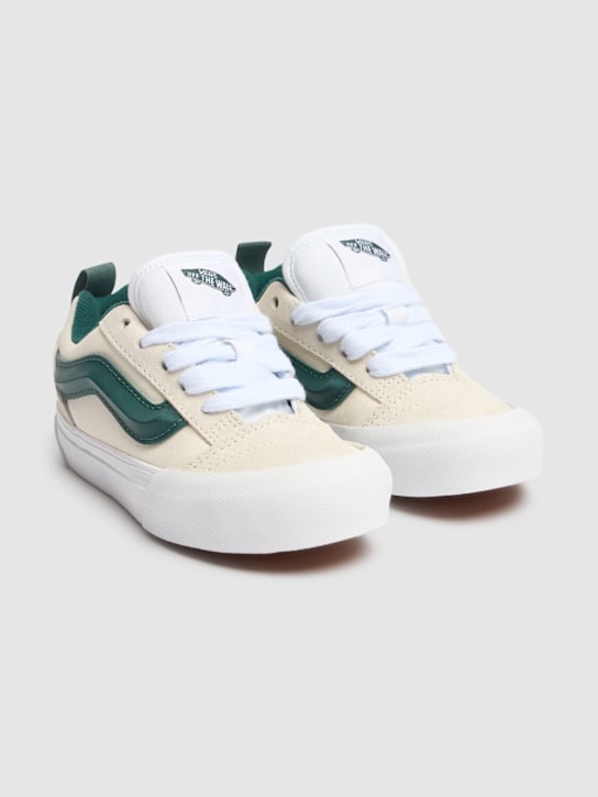 Vans: Sneakers en cuir Knu Skool - Blanc/Vert - kids-girls_1 | Luisa Via Roma
