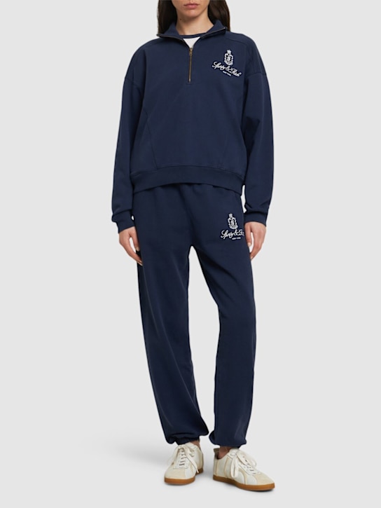 Sporty & Rich: Vendome embroidered half zip sweatshirt - women_1 | Luisa Via Roma