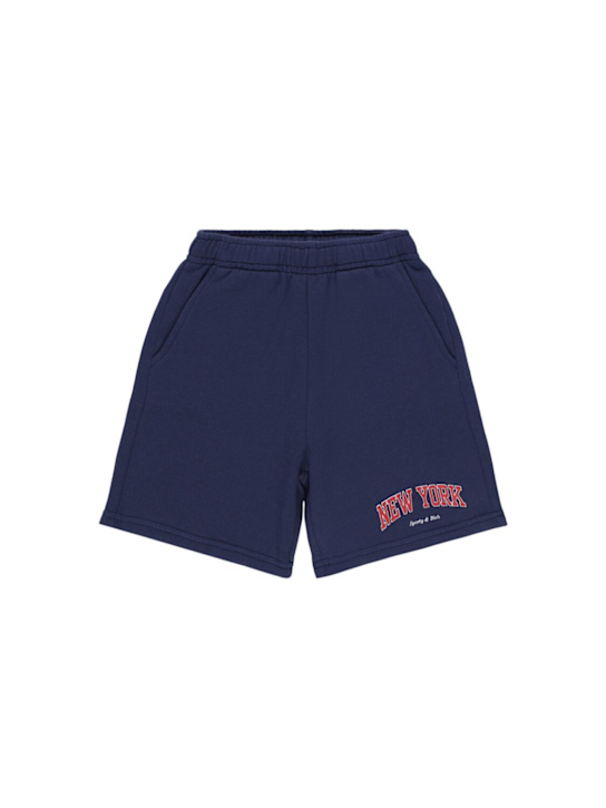 Sporty & Rich: Ivy New York プリントコットンブレンドショートパンツ - ネイビー - kids-boys_0 | Luisa Via Roma