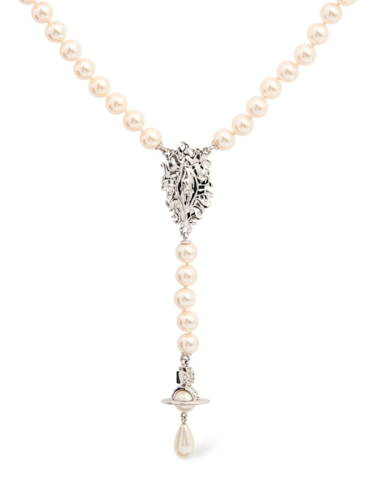 Vivienne Westwood: Calista faux pearl long necklace - men_0 | Luisa Via Roma