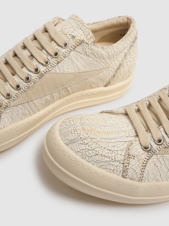 Rick Owens DRKSHDW: Vintage megacrust denim low sneakers - Milk/Milk - men_3 | Luisa Via Roma