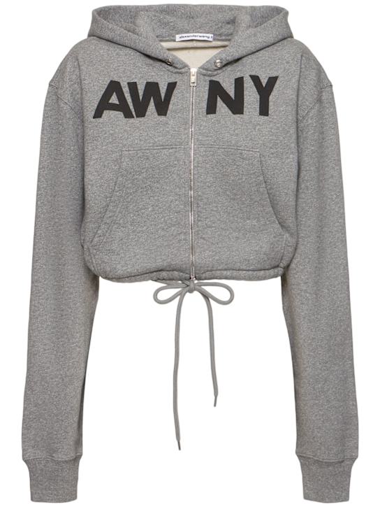 Alexander Wang: Graphic wrap jersey crop hoodie - women_0 | Luisa Via Roma