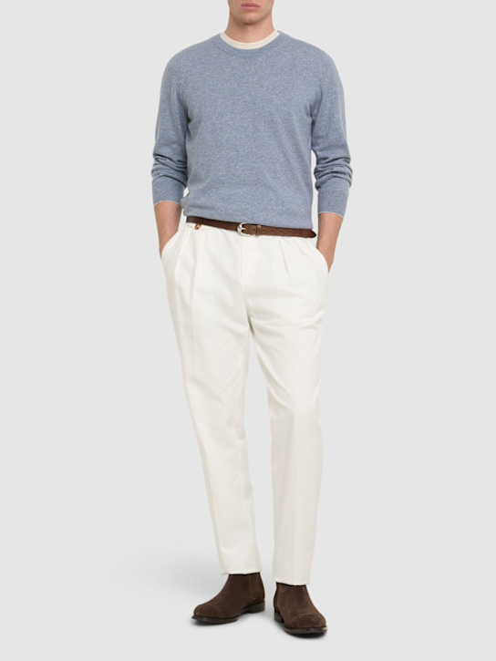 Brunello Cucinelli: Fine cashmere crewneck sweater - men_1 | Luisa Via Roma