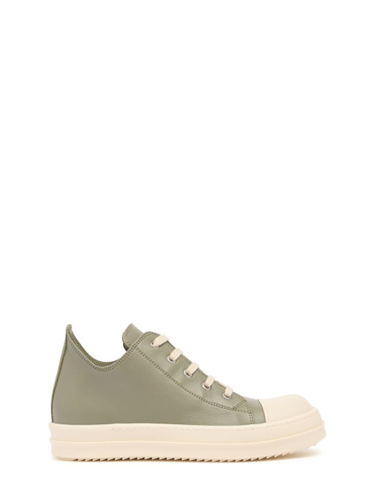 Rick Owens: Low Sneaks leather lace-up sneakers - kids-boys_0 | Luisa Via Roma