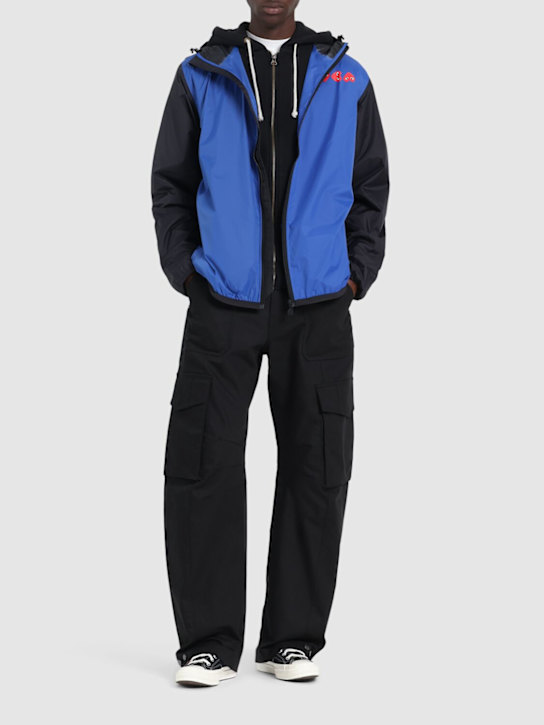 Comme des Garçons Play: Logo hooded bicolor full zip jacket - men_1 | Luisa Via Roma
