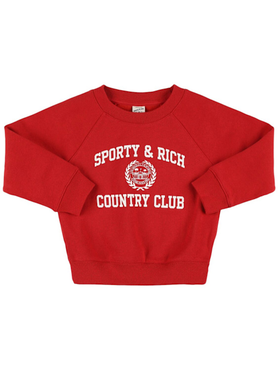 Sporty & Rich: Varsity Crest プリントコットンスウェットシャツ - kids-boys_0 | Luisa Via Roma