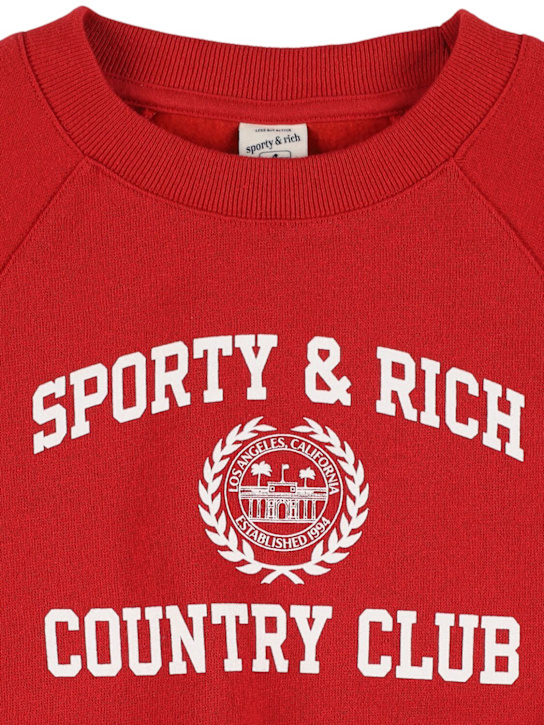 Sporty & Rich: Varsity Crest プリントコットンスウェットシャツ - kids-boys_1 | Luisa Via Roma