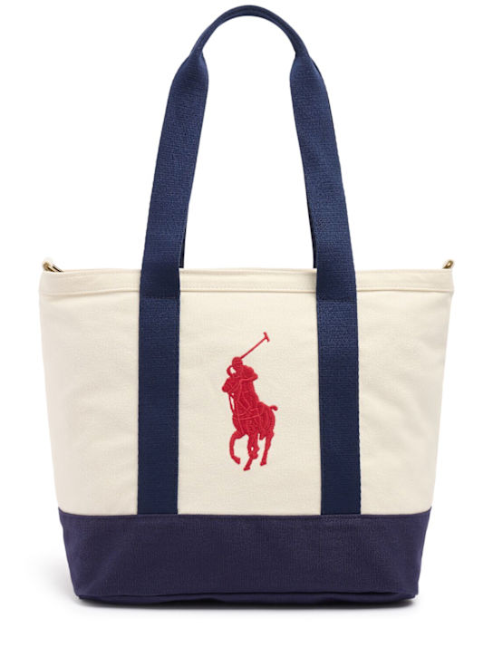 Polo Ralph Lauren: Cotton canvas bag w/logo - White/Blue - kids-girls_0 | Luisa Via Roma
