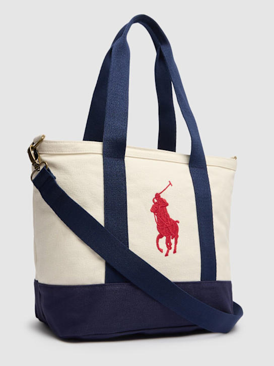 Polo Ralph Lauren: Cotton canvas bag w/logo - White/Blue - kids-girls_1 | Luisa Via Roma
