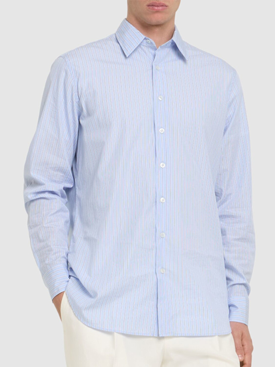 Lardini: Cotton poplin shirt - Blue - men_2 | Luisa Via Roma
