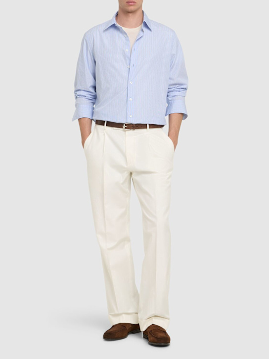 Lardini: Cotton poplin shirt - Blue - men_1 | Luisa Via Roma