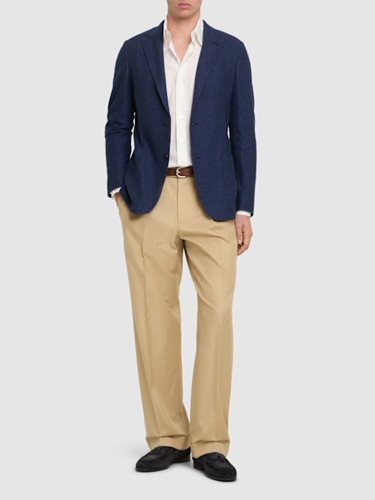 Zegna: 棉质平纹针织夹克 - 海军蓝 - men_1 | Luisa Via Roma