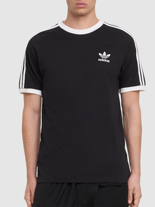 adidas Originals: 3-Stripes cotton t-shirt - Black - men_2 | Luisa Via Roma