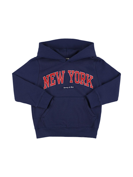 Sporty & Rich: Ivy New Yorkプリント コットンブレンドフーディー - kids-girls_0 | Luisa Via Roma