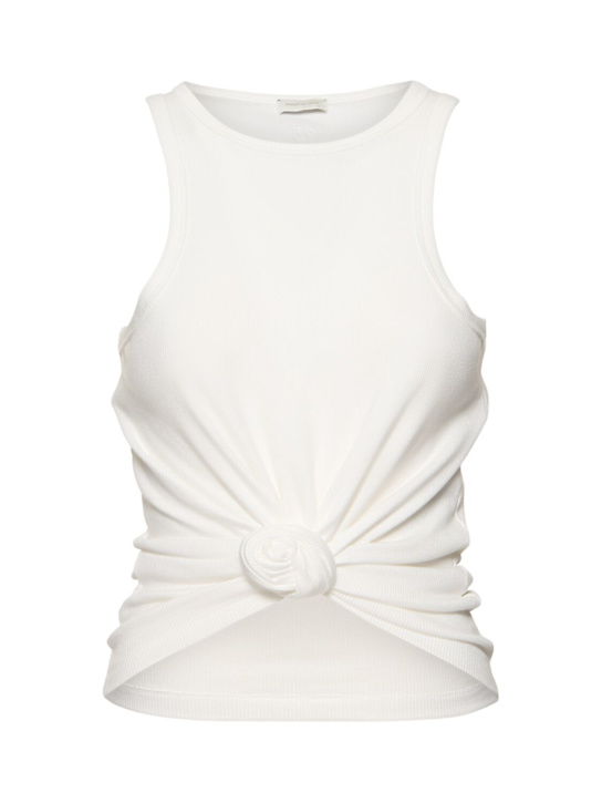 Magda Butrym: Draped cotton blend rib top - women_0 | Luisa Via Roma