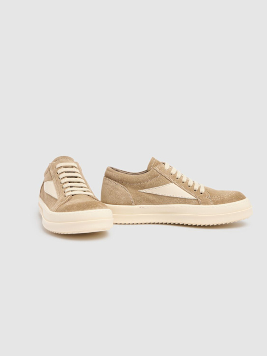 Rick Owens: Sneakers à lacets en cuir Vintage - Beige - kids-girls_1 | Luisa Via Roma