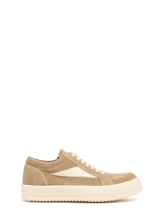 Rick Owens: Sneakers à lacets en cuir Vintage - Beige - kids-girls_0 | Luisa Via Roma