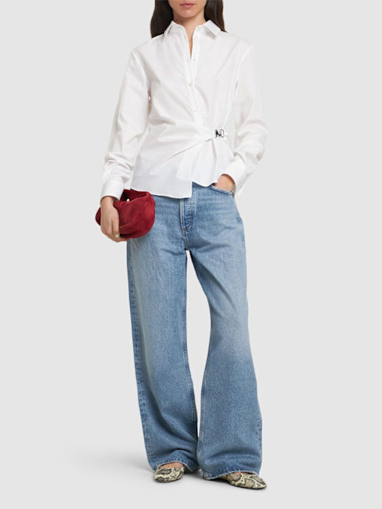 MSGM: Poplin shirt w/ side belt - White - women_1 | Luisa Via Roma