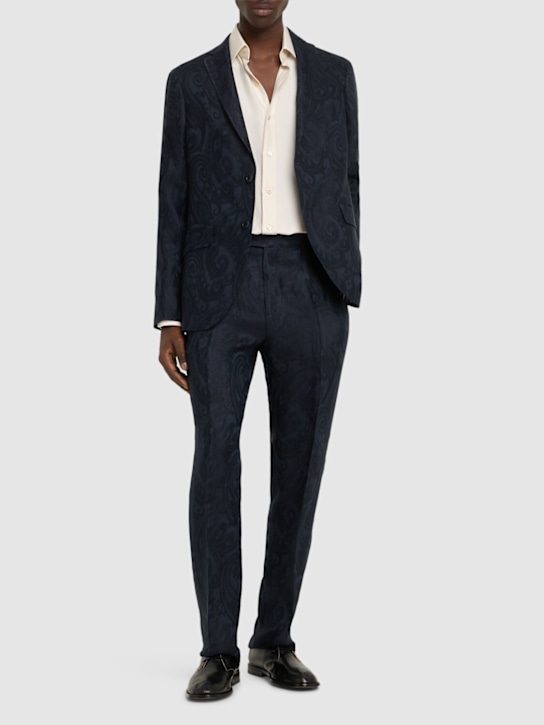 Etro: Roma paisley linen blend jacket - men_1 | Luisa Via Roma