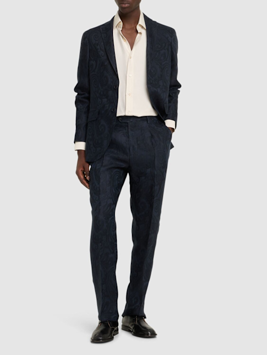 Etro: Paisley linen blend pants - men_1 | Luisa Via Roma