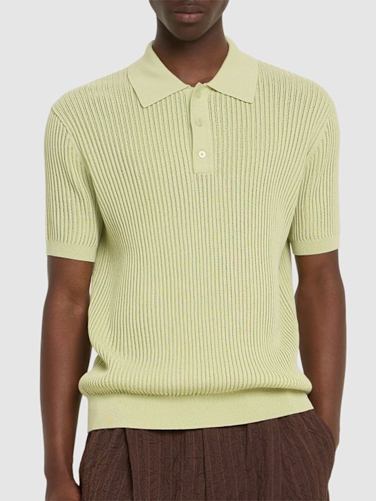 Frescobol Carioca: Vidal buttoned cotton blend s/s polo - Pistachio - men_2 | Luisa Via Roma