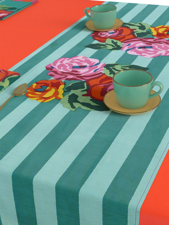 LISA CORTI: Nizam Stripes Aqua Veronese double mat - Green - ecraft_1 | Luisa Via Roma