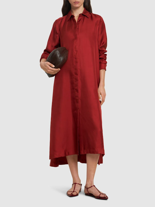 Crusca silk twill midi shirt dress - Thumbnail 2