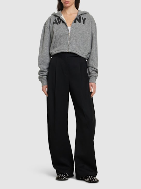 Alexander Wang: Graphic wrap jersey crop hoodie - women_1 | Luisa Via Roma