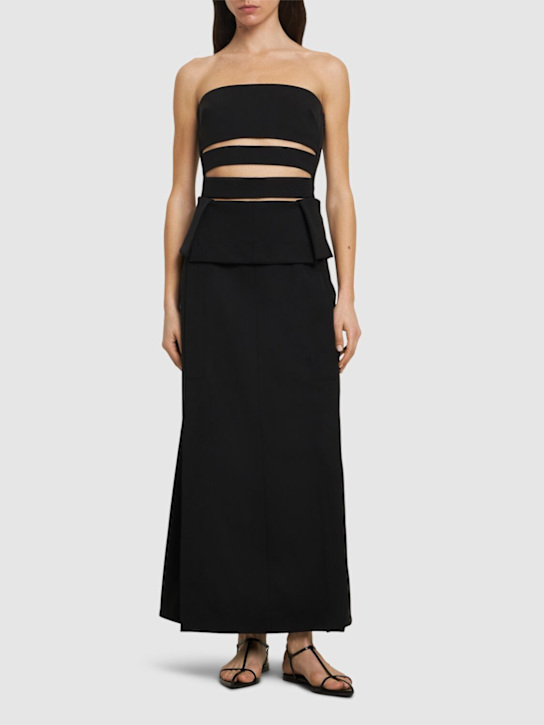 Proenza Schouler: Wool blend gabardine knit long dress - Black - women_1 | Luisa Via Roma