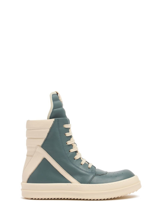 Rick Owens: Geobasket leather high top sneakers - kids-boys_0 | Luisa Via Roma