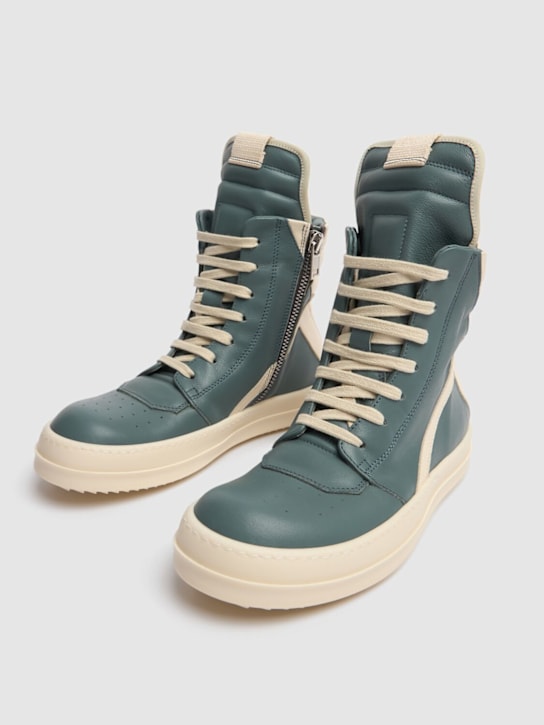 Rick Owens: Geobasket leather high top sneakers - kids-boys_1 | Luisa Via Roma