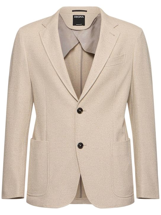 Zegna: Micro structure cotton jersey jacket - Piedicavallo - men_0 | Luisa Via Roma