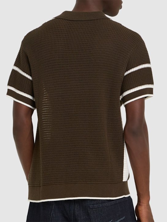 Frescobol Carioca: Fabricio striped crochet knit shirt - Seawood - men_2 | Luisa Via Roma