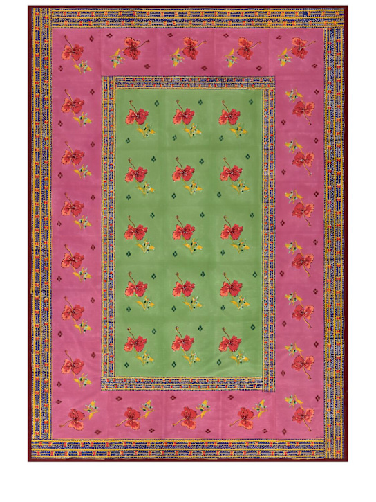 LISA CORTI: Tovaglia Ibisco - Verde/Rosa - ecraft_0 | Luisa Via Roma