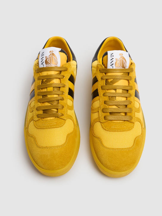 Lanvin: Clay leather & mesh low-top sneakers - men_1 | Luisa Via Roma