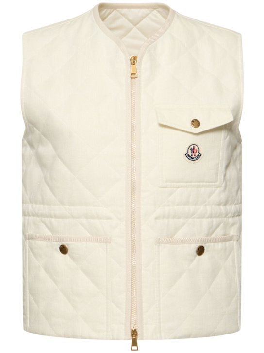 Moncler: Vigny diamond quilted linen vest - women_0 | Luisa Via Roma