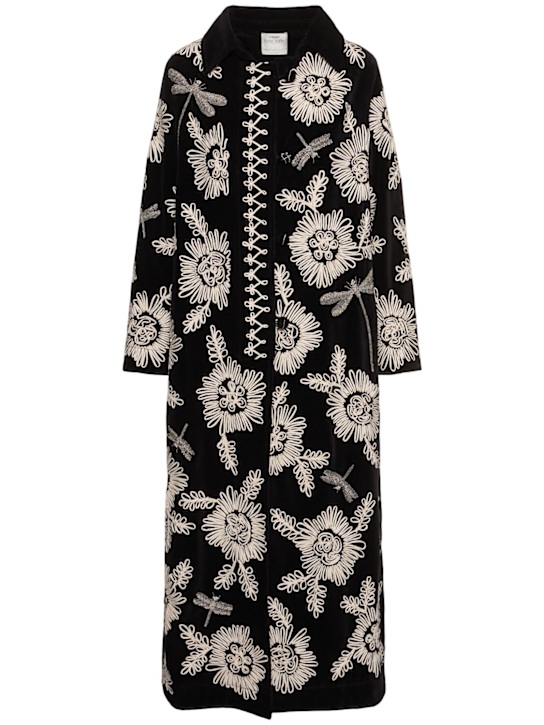 Forte_forte: Embroidered cotton velvet coat - women_0 | Luisa Via Roma