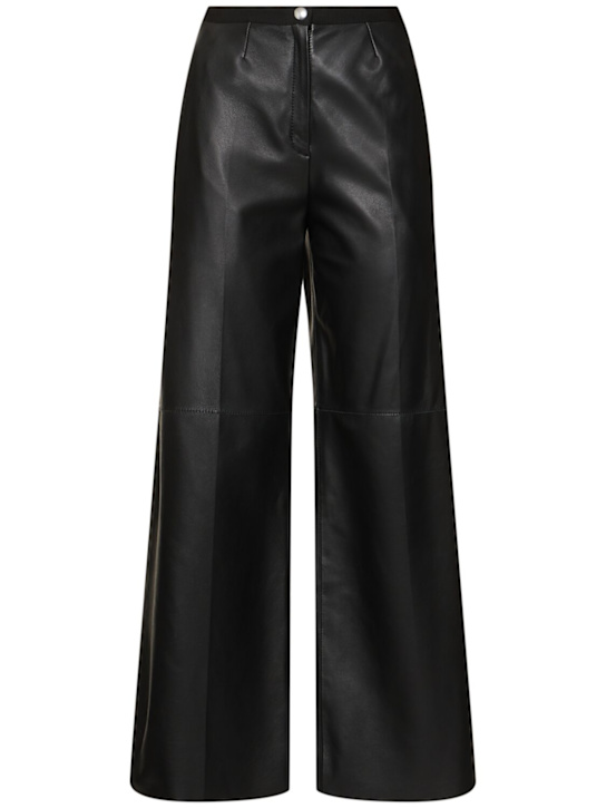 Forte_forte: Nappa leather high waist pants - women_0 | Luisa Via Roma