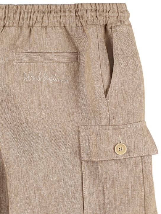 Dolce&Gabbana: Linen cargo shorts - Bej - kids-boys_1 | Luisa Via Roma