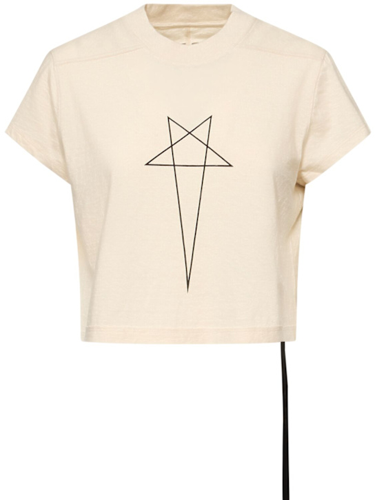 Rick Owens DRKSHDW: Level T cropped cotton t-shirt - women_0 | Luisa Via Roma