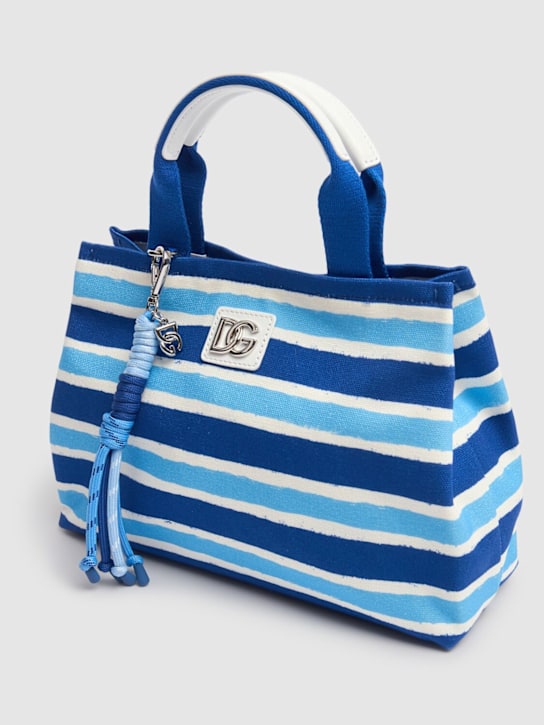 Dolce&Gabbana: Printed cotton & leather top handle bag - Blue - kids-girls_1 | Luisa Via Roma