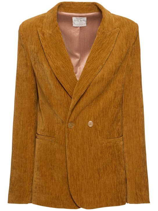 Forte_forte: Double velvet double breasted jacket - women_0 | Luisa Via Roma