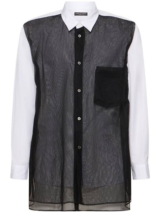 Comme des Garçons Homme Plus: Cotton shirt w/ tulle insert - men_0 | Luisa Via Roma